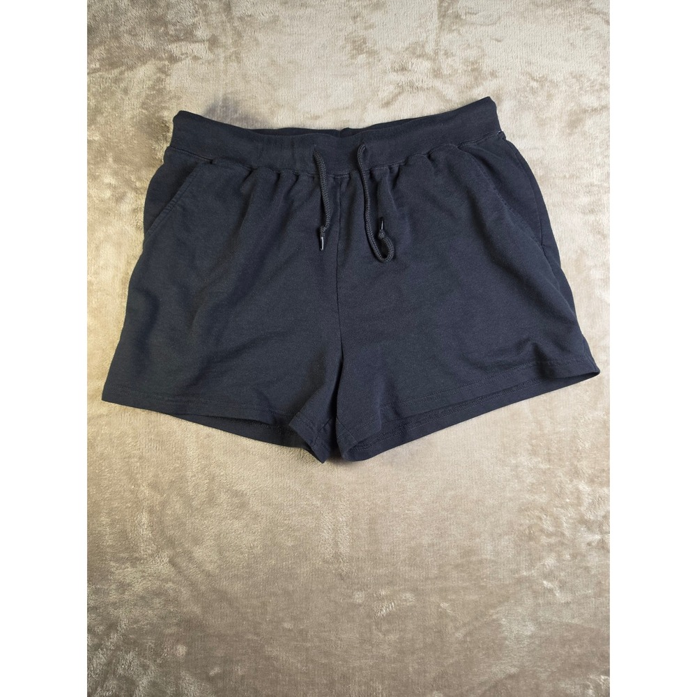 West Loop Womens Black French Terry Lounge Shorts Drawstring XL 757120